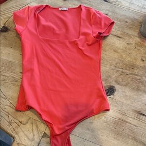 Free people Red Square Neck Bodysuit